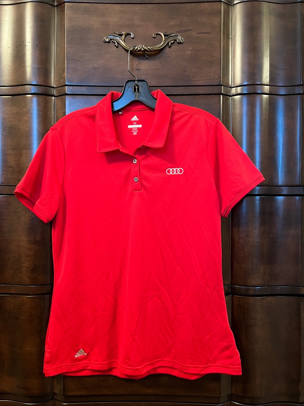 adidas Red Short-Sleeve Polo with Audi Rings